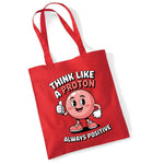 Load image into Gallery viewer, Think Like a Proton cotton tote bag in bright red