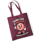Load image into Gallery viewer, Think Like a Proton cotton tote bag in burgundy