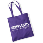 Load image into Gallery viewer, Women's Rights Are Human Rights cotton tote bag in purple
