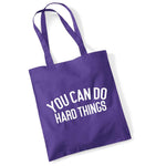 Load image into Gallery viewer, You Can Do Hard Things cotton tote bag in purple