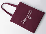 Load image into Gallery viewer, Hang On Let Me Overthink This cotton tote bag in burgundy