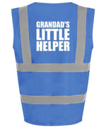 Load image into Gallery viewer, Grandad’s Little Helper Kids Hi Viz Vest – royal blue with white text