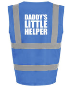 Load image into Gallery viewer, Daddy’s Little Helper Kids Hi Viz Vest – royal blue with white text