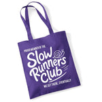Load image into Gallery viewer, Slow Runners Club cotton tote bag in purple