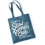 Load image into Gallery viewer, Slow Runners Club cotton tote bag in airforce blue