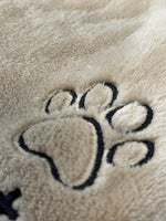 Load image into Gallery viewer, Personalised Dog Blanket with Name & Paw | Embroidered Fleece β Grey or Camel