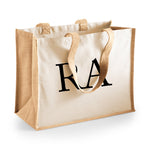 Load image into Gallery viewer, Personalised Initial Monogram Large Jute Tote Bag
