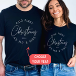 Load image into Gallery viewer, First Christmas As Mr & Mrs 2026 Unisex T-Shirt Couples