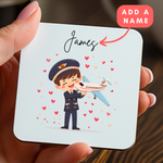 Load image into Gallery viewer, Personalised Name Pilot Aviation Lightweight Coaster