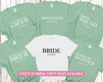 Load image into Gallery viewer, Custom Personalised Hen Party T shirts Bridal Role Mint