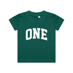 Load image into Gallery viewer, One 1st Birthday Kids Varsity Arc Text T-shirt