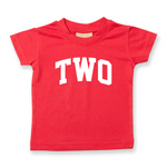 Load image into Gallery viewer, Two 1st Birthday Kids Varsity Arc Text T-shirt