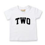 Load image into Gallery viewer, Two 1st Birthday Kids Varsity Arc Text T-shirt