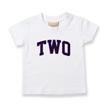 Load image into Gallery viewer, Two 1st Birthday Kids Varsity Arc Text T-shirt