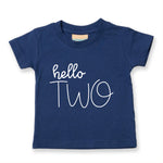 Load image into Gallery viewer, Hello Two Unisex Kids Birthday Age T-shirt