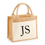 Load image into Gallery viewer, Personalised Initial Monogram Cotton Pocket Small Jute Tote Bag