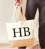 Load image into Gallery viewer, Personalised Initial Monogram Cotton LARGE Jute Base Canvas Bag