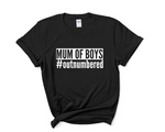 Load image into Gallery viewer, Mum Of Boys #outnumbered Adult T-Shirt