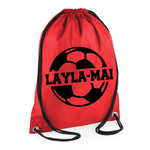 Load image into Gallery viewer, Personalised Name Drawstring Football Bag SPLIT Design