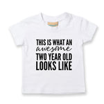 Load image into Gallery viewer, This Is What An Awesome Two Year Old Looks Like Unisex Kids Birthday T-shirt