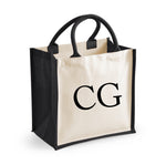 Load image into Gallery viewer, Personalised Initial Monogram Jute Tote Bag