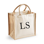 Load image into Gallery viewer, Personalised Initial Monogram Jute Tote Bag