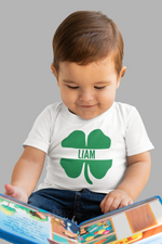 Load image into Gallery viewer, Personalised Kids Baby Toddler Name Shamrock T-Shirt