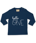 Load image into Gallery viewer, Hello One 1st Birthday LONG SLEEVE Kids T-Shirt