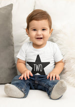Load image into Gallery viewer, Two Unisex Star Kids Birthday Age T-shirt