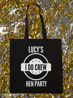 Load image into Gallery viewer, Personalised Hen Party I Do Crew Black Lightweight Tote Bag