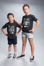 Load image into Gallery viewer, It Was Him / It Was Her Unisex Kids T-Shirt
