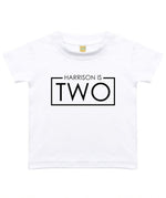 Load image into Gallery viewer, Personalised Two Unisex Kids T-shirt Name Birthday