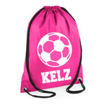 Load image into Gallery viewer, Personalised Name Drawstring Football Bag School Club PE Custom Name Childrens Bag Kids Backpack Soccer Bag Name - Red Leader Clothing