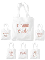 Load image into Gallery viewer, Custom Personalised Wedding Party Tote Bags - White/Rose Gold - Red Leader Clothing