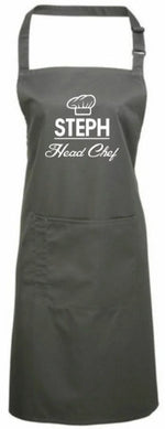 Load image into Gallery viewer, Personalised Head Chef Name Apron With Pocket Gift Present Cooking Baking Christmas - Red Leader Clothing