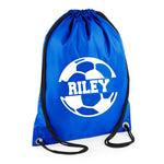 Load image into Gallery viewer, Personalised Name Drawstring Football Bag SPLIT Design School Club PE Custom Name Childrens Bag Kids Backpack Soccer Bag Name - Red Leader Clothing