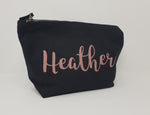 Load image into Gallery viewer, Personalised Make Up Bag Cosmetic Wash ANY NAME Birthday Gift For Bridesmaid Wedding Rose Gold Pink Rose Gold Bag - Red Leader Clothing