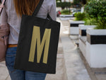 Load image into Gallery viewer, Initial Letter Lightweight BLACK Tote Bag