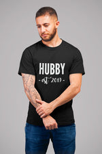 Load image into Gallery viewer, Hubby Wifey Est Custom Year Couples T-Shirt