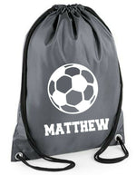Load image into Gallery viewer, Personalised Name Drawstring Football Bag School Club PE Custom Name Childrens Bag Kids Backpack Soccer Bag Name - Red Leader Clothing