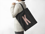 Load image into Gallery viewer, Initial Letter Lightweight BLACK Tote Bag