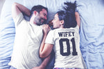 Load image into Gallery viewer, Hubby Wifey Couples T-Shirt Husband Wife Rear Print 01 02