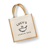 Load image into Gallery viewer, Personalised Custom Name Midi Size Lunch Jute Tote Bag - Red Leader Clothing
