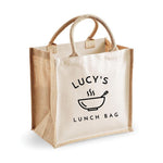 Load image into Gallery viewer, Personalised Custom Name Midi Size Lunch Jute Tote Bag - Red Leader Clothing