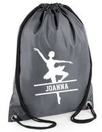 Load image into Gallery viewer, Personalised Name Drawstring Ballet Dancer Bag SPLIT Design School Club PE Custom Name Childrens Bag Kids Backpack Ballerina Bag Name - Red Leader Clothing