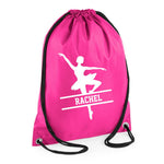 Load image into Gallery viewer, Personalised Name Drawstring Ballet Dancer Bag SPLIT Design School Club PE Custom Name Childrens Bag Kids Backpack Ballerina Bag Name - Red Leader Clothing