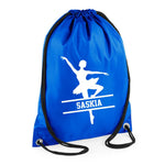 Load image into Gallery viewer, Personalised Name Drawstring Ballet Dancer Bag SPLIT Design School Club PE Custom Name Childrens Bag Kids Backpack Ballerina Bag Name - Red Leader Clothing