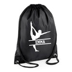 Load image into Gallery viewer, Personalised Name Drawstring Gymnast Gym Dance Bag SPLIT Design School Club PE Custom Name Childrens Bag Kids Backpack Bag Name Dance - Red Leader Clothing