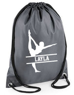 Load image into Gallery viewer, Personalised Name Drawstring Gymnast Gym Dance Bag SPLIT Design School Club PE Custom Name Childrens Bag Kids Backpack Bag Name Dance - Red Leader Clothing