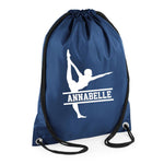 Load image into Gallery viewer, Personalised Name Drawstring Gymnast Gym Dance Bag SPLIT Design School Club PE Custom Name Childrens Bag Kids Backpack Bag Name Dance - Red Leader Clothing